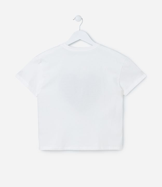 Camiseta Cropped Infantil com Estampa Coração - Tam 5 A 14 Anos Branco Neve 2