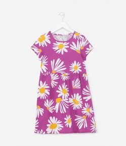 Vestido Infantil com Estampa Margaridas - Tam 5 A 14 Anos