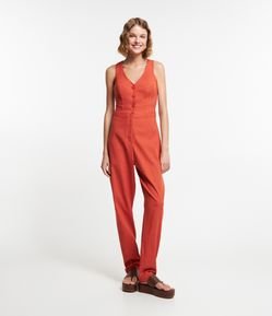 Macacão Alfaiataria em Linho com Botões