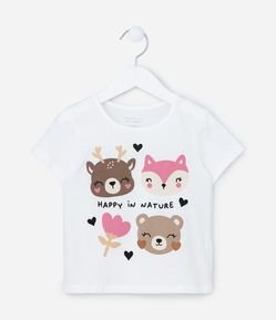 Camiseta Infantil com Estampa Bichinhos - Tam 1 a 5 Anos