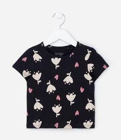 Camiseta Infantil com Estampa Tulipas - Tam 1 A 5 Anos