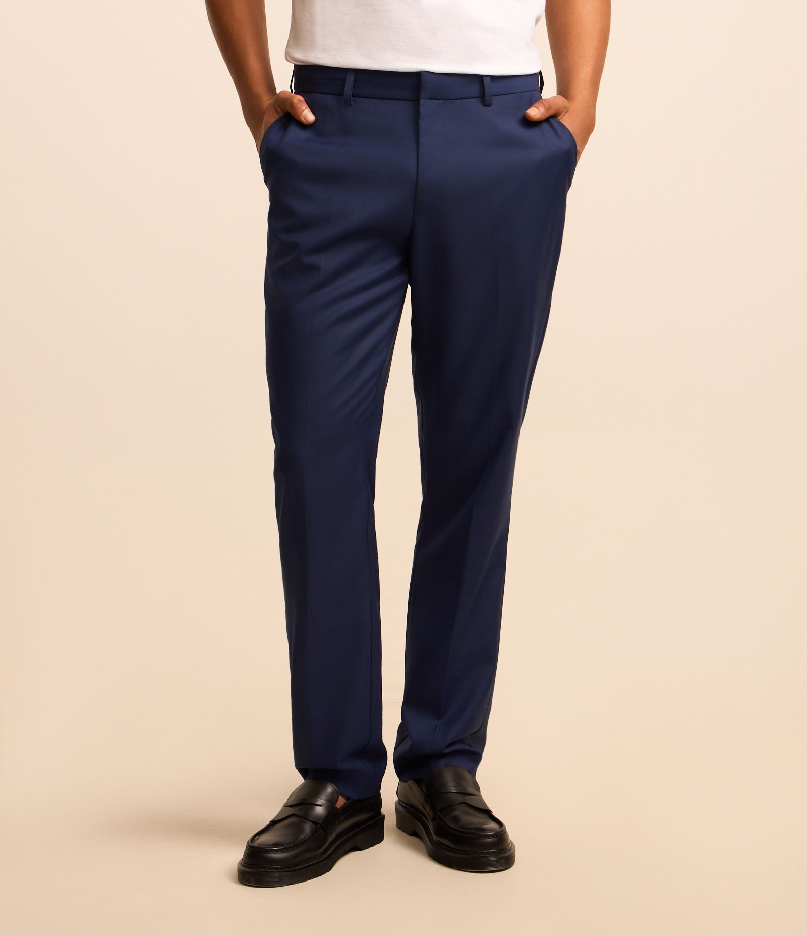 Calça Social em Tricoline com Cós Passante Azul 3