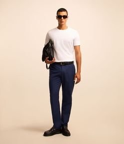 Calça Social em Tricoline com Cós Passante