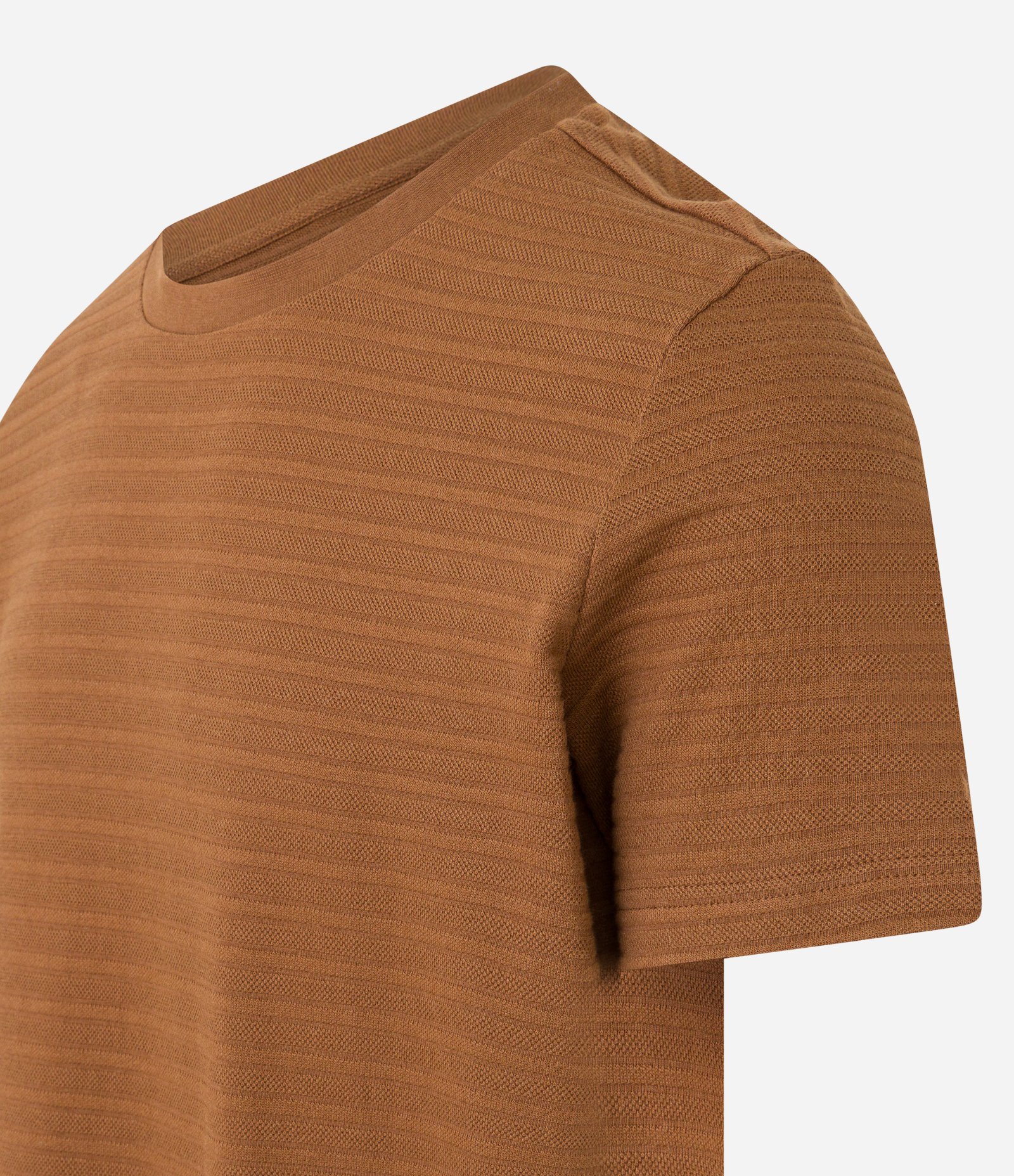 Camiseta em Algodão com Textura Horizontal Marrom 6