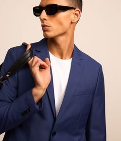 Paletó Cobalto em Tricoline com Gola Lapela