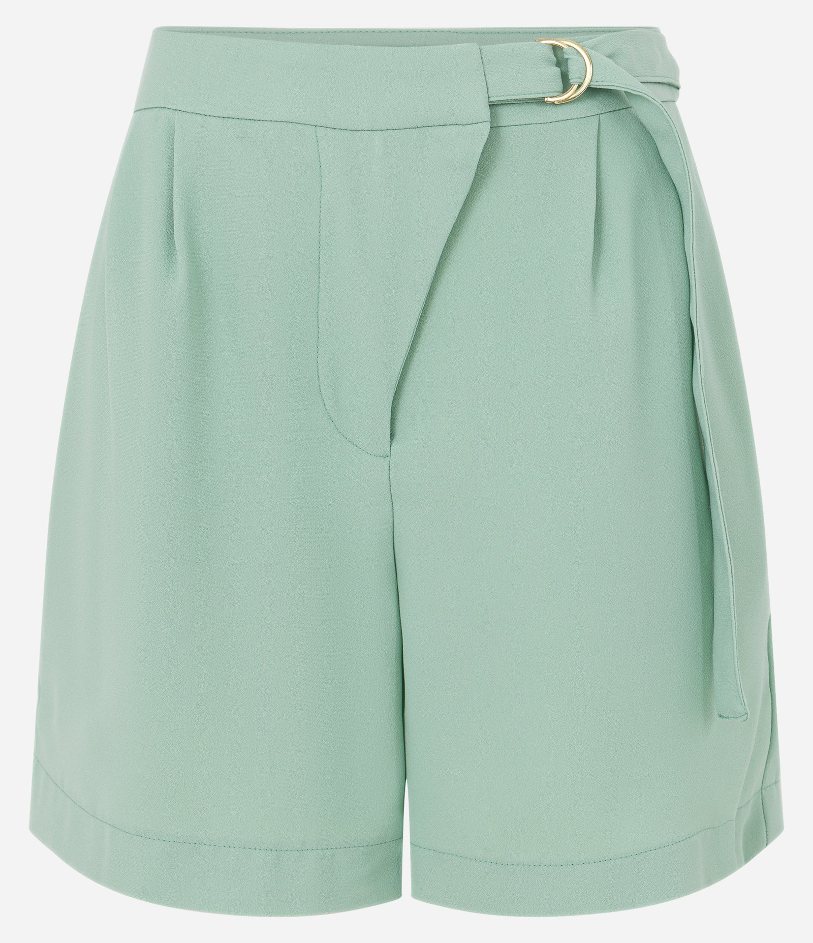 Short em Crepe com Fechamento em Fivela no Cós Verde 6