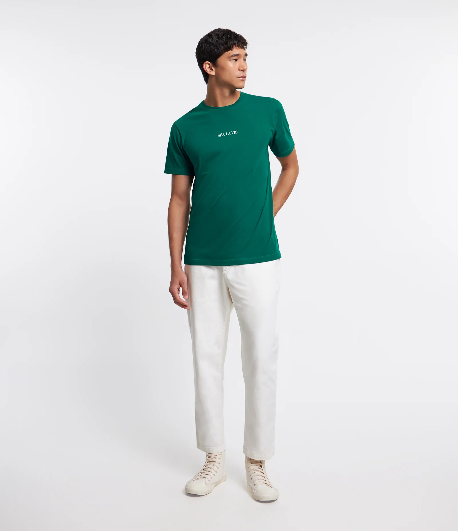 Camiseta em Algodão com Lettering Sea La Vie Verde 2