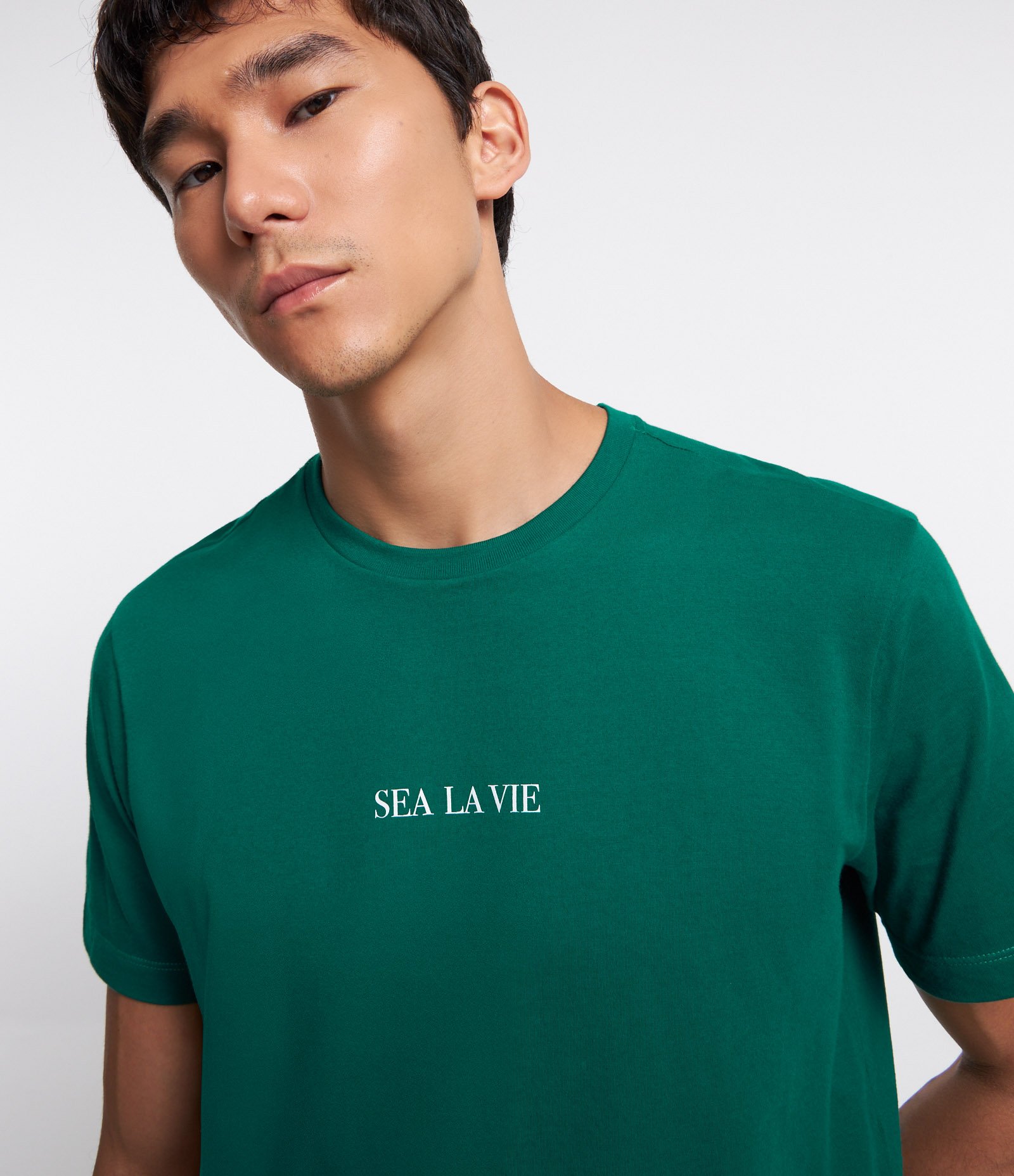 Camiseta em Algodão com Lettering Sea La Vie Verde 3