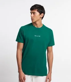 Camiseta em Algodão com Lettering Sea La Vie