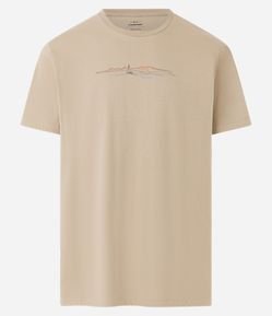 Camiseta em Algodão com Barco no Horizonte Estampado