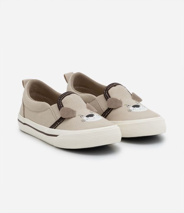 Tênis Slip On Infantil com Urso de Orelhinhas - Tam 20 ao 27