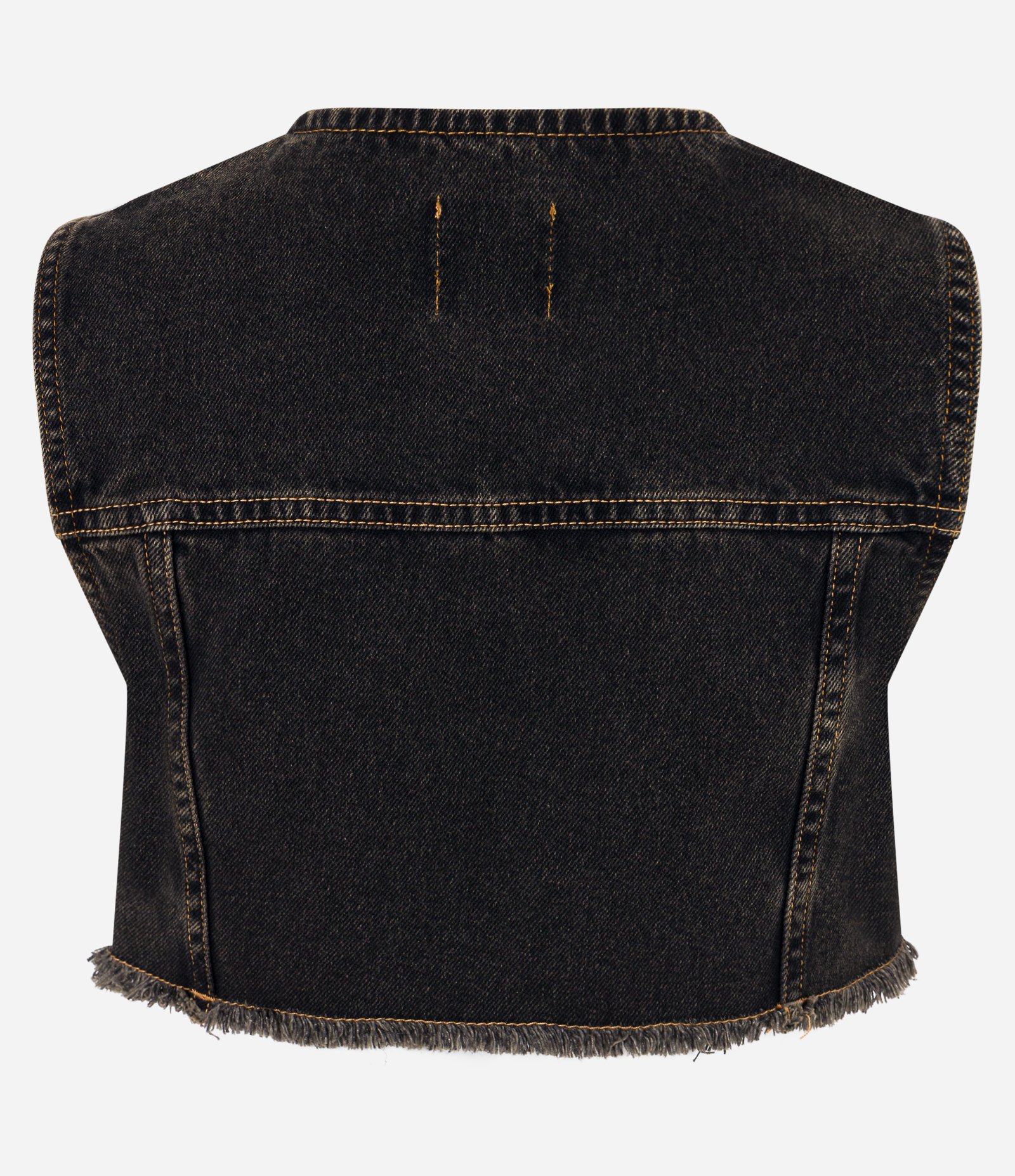 Colete Curto em Jeans com Bolsos Preto 6