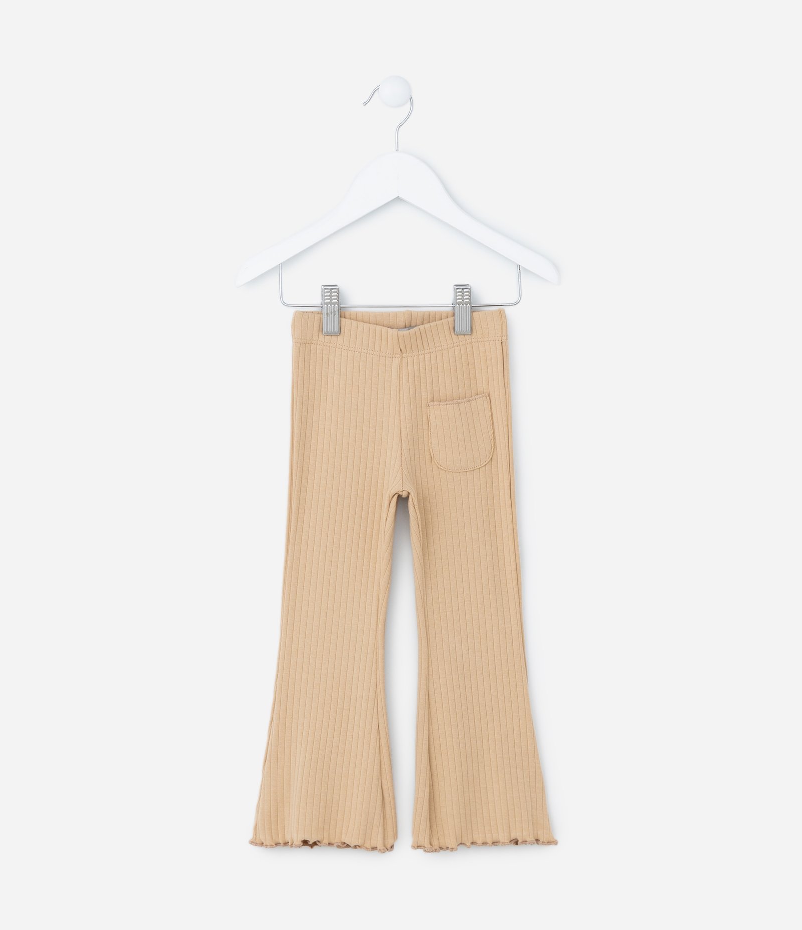 Calça Flare Infantil Canelada - Tam 1 a 5 Anos Bege 1