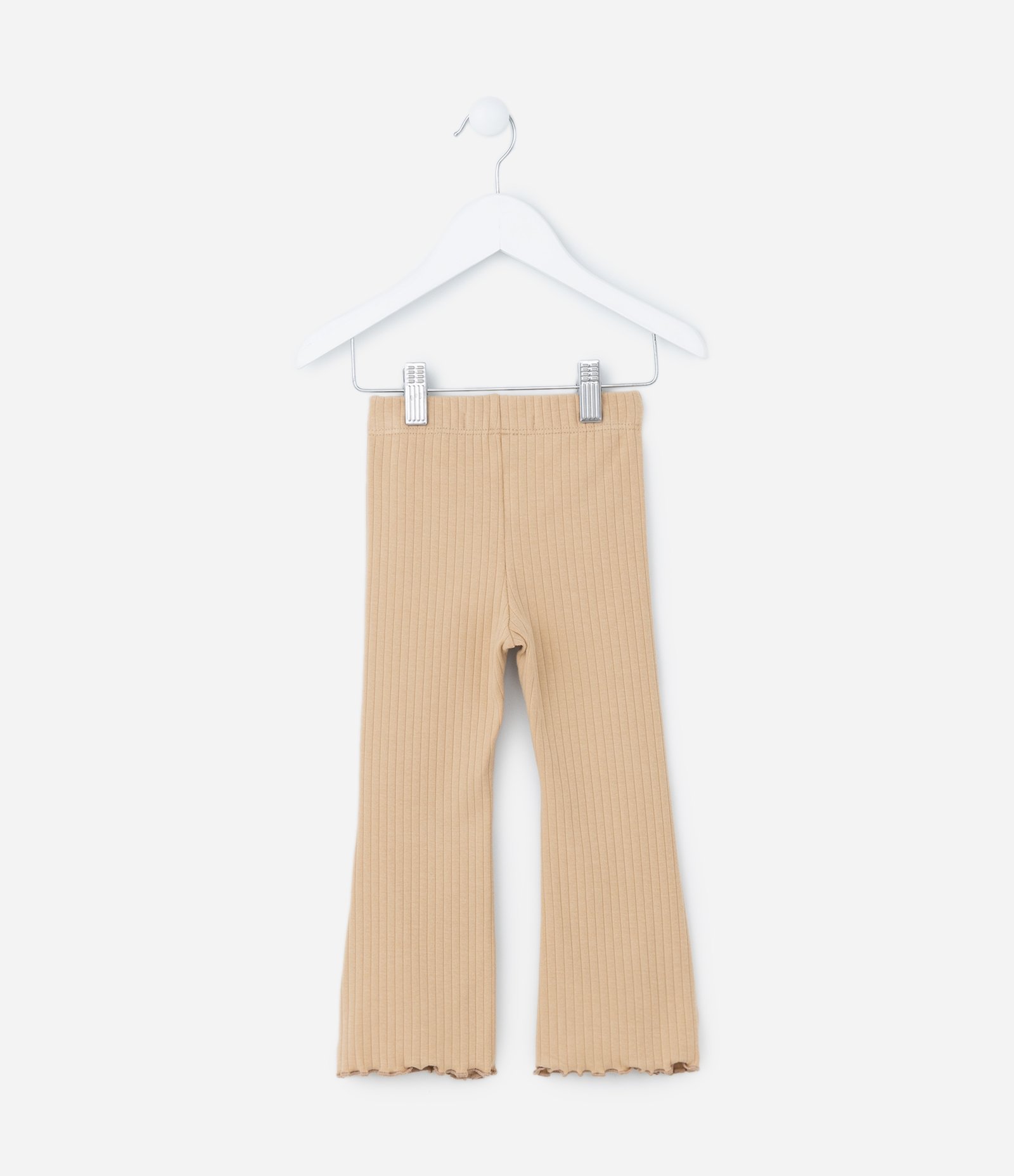 Calça Flare Infantil Canelada - Tam 1 a 5 Anos Bege 2
