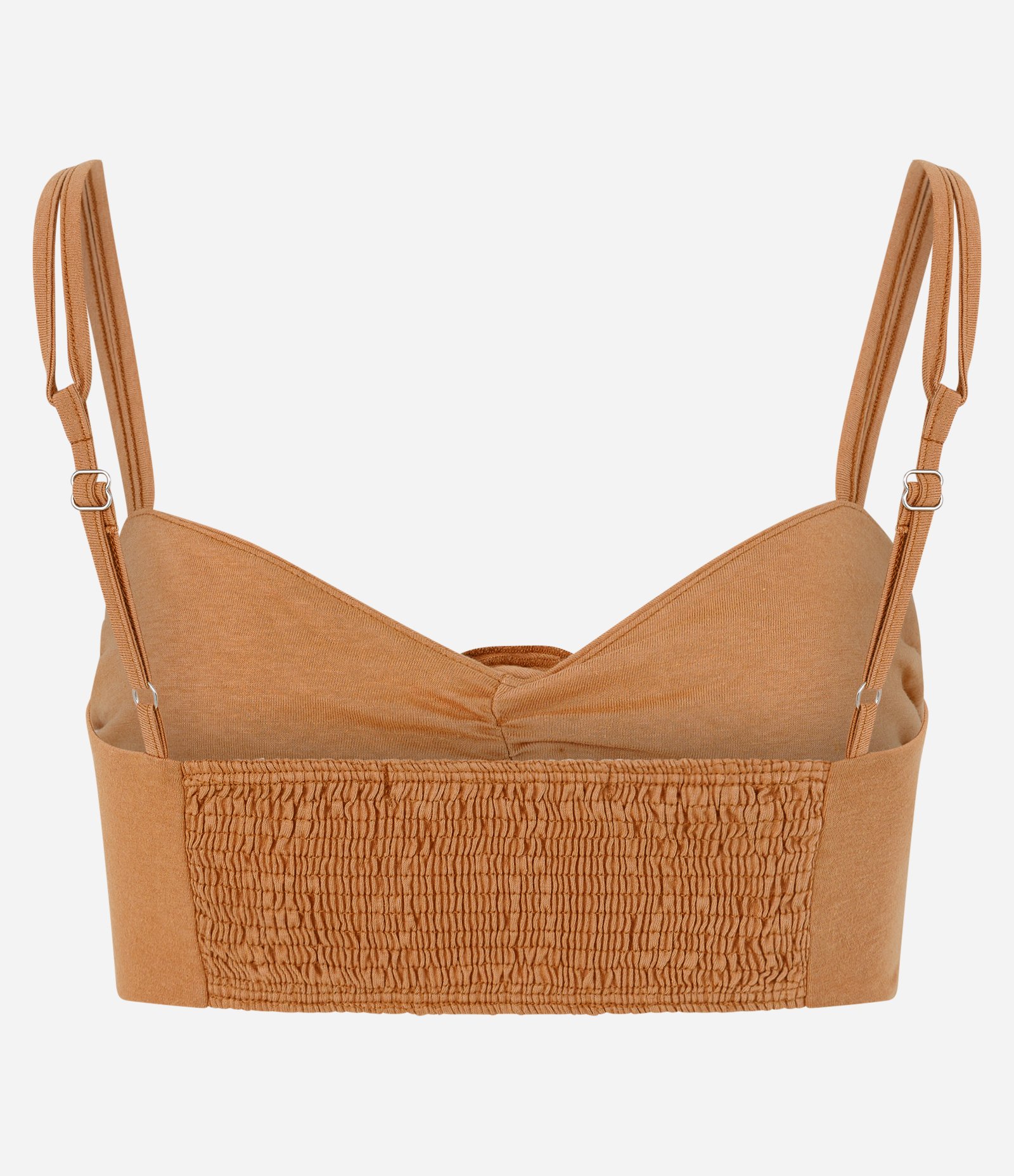 Top de Alcinha com Flor Aplicada e Lastex nas Costas Marrom 6