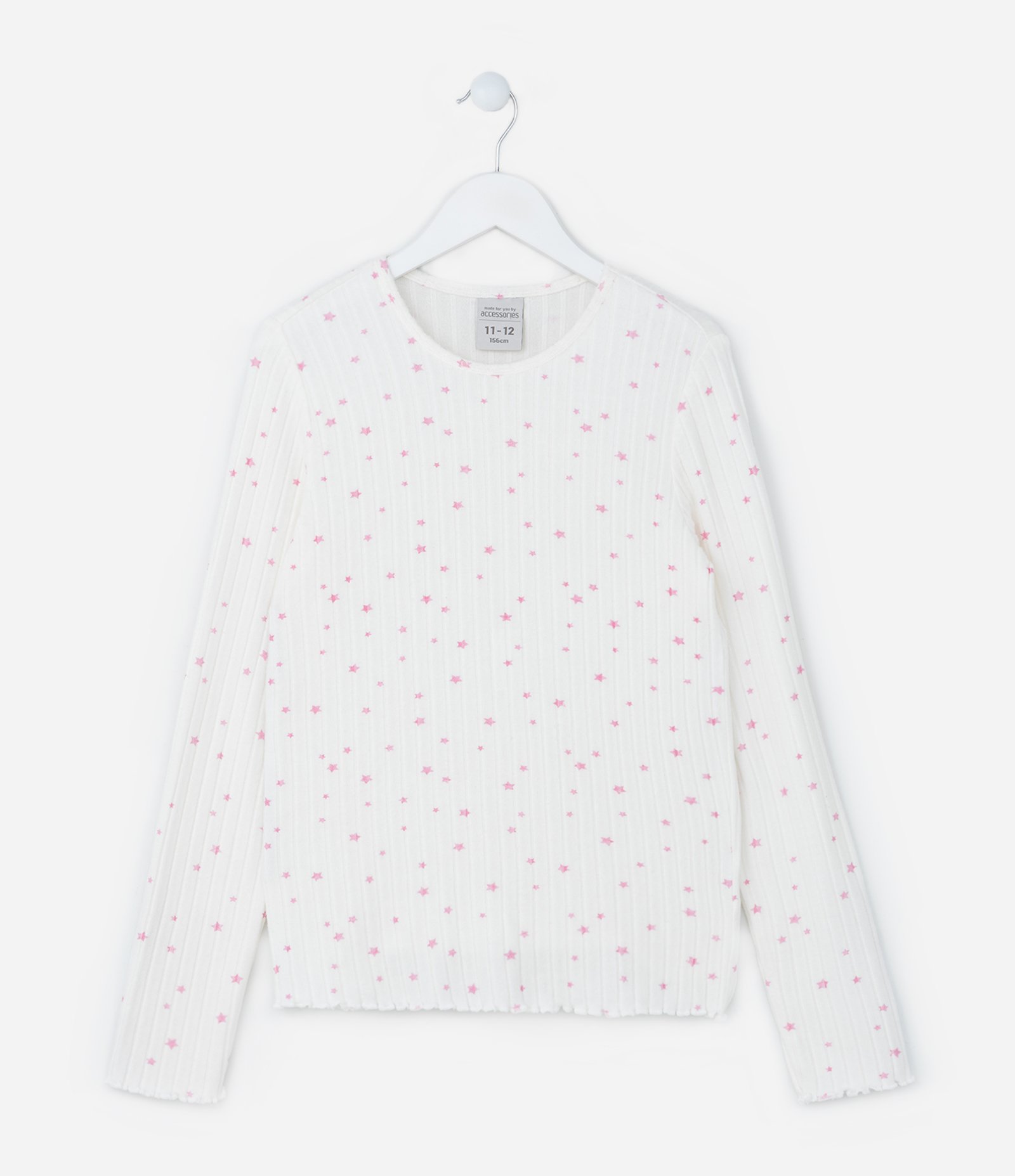 Pijama Longo Infantil Canelado com Estampa Estrelas - Tam 5 a 14 Anos Branco 2