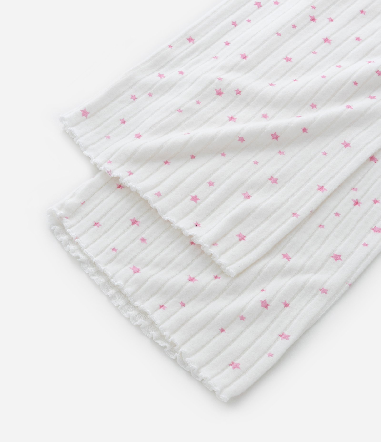 Pijama Longo Infantil Canelado com Estampa Estrelas - Tam 5 a 14 Anos Branco 4