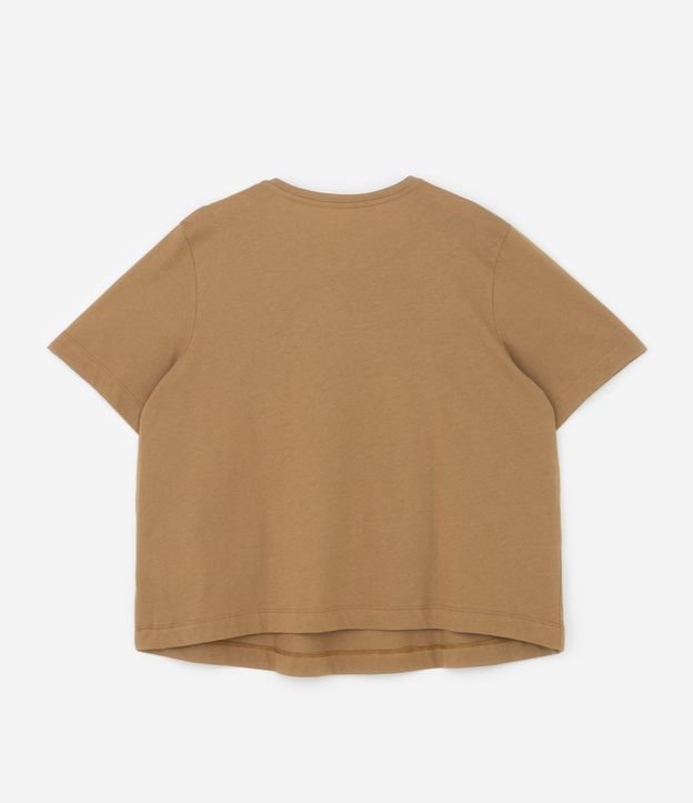 Blusa T-shirt com Estampa de Quadro Animal Print e Paetês Curve & Plus Size Marrom Caramelo 6