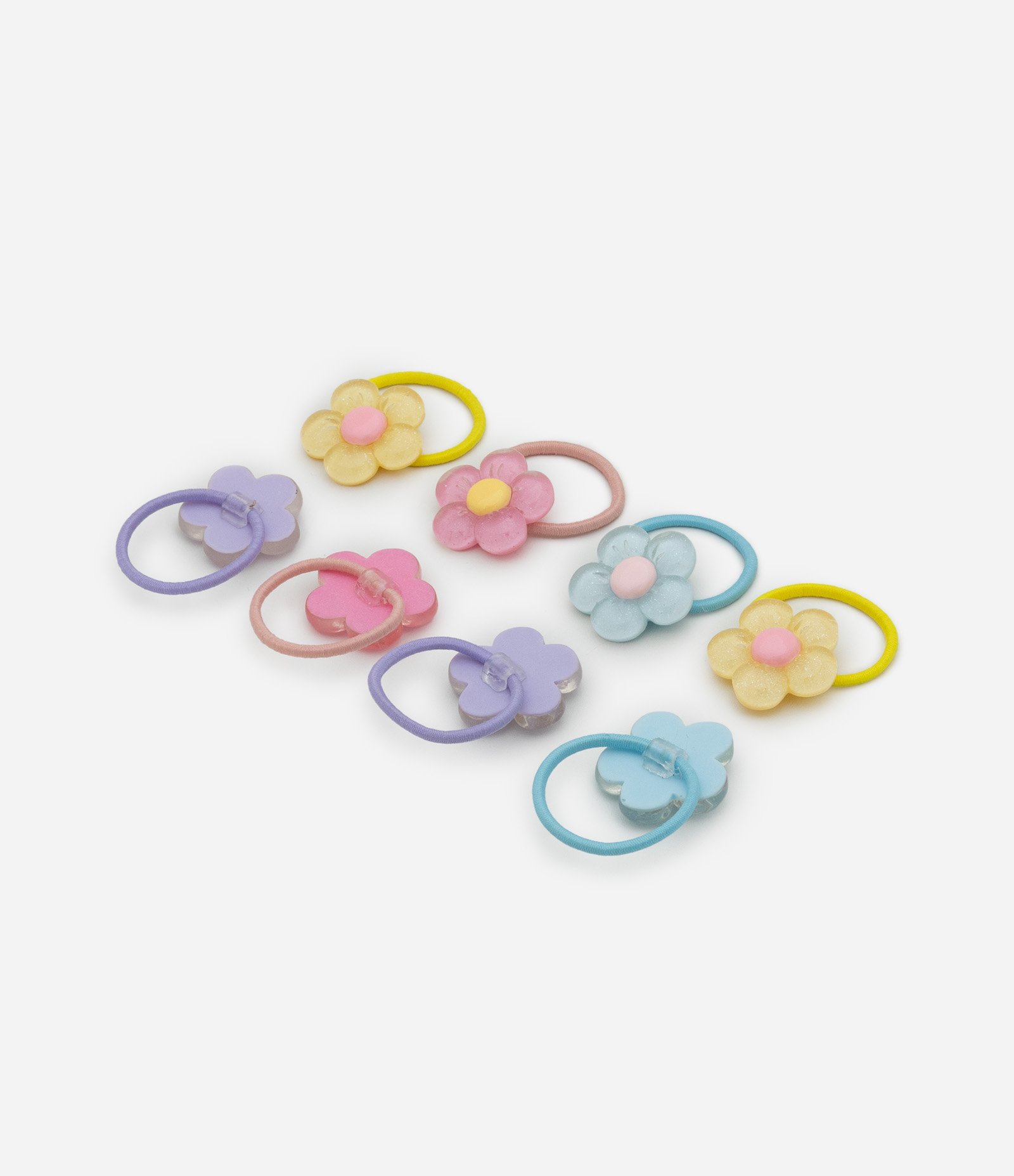 Kit 08 Elásticos de Cabelo Infantil com Flor Multicores 2