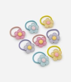 Kit 08 Elásticos de Cabelo Infantil com Flor