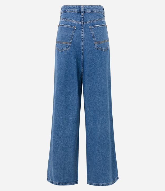 Calça Pantalona em Jeans com Gancho Alongado Azul 6