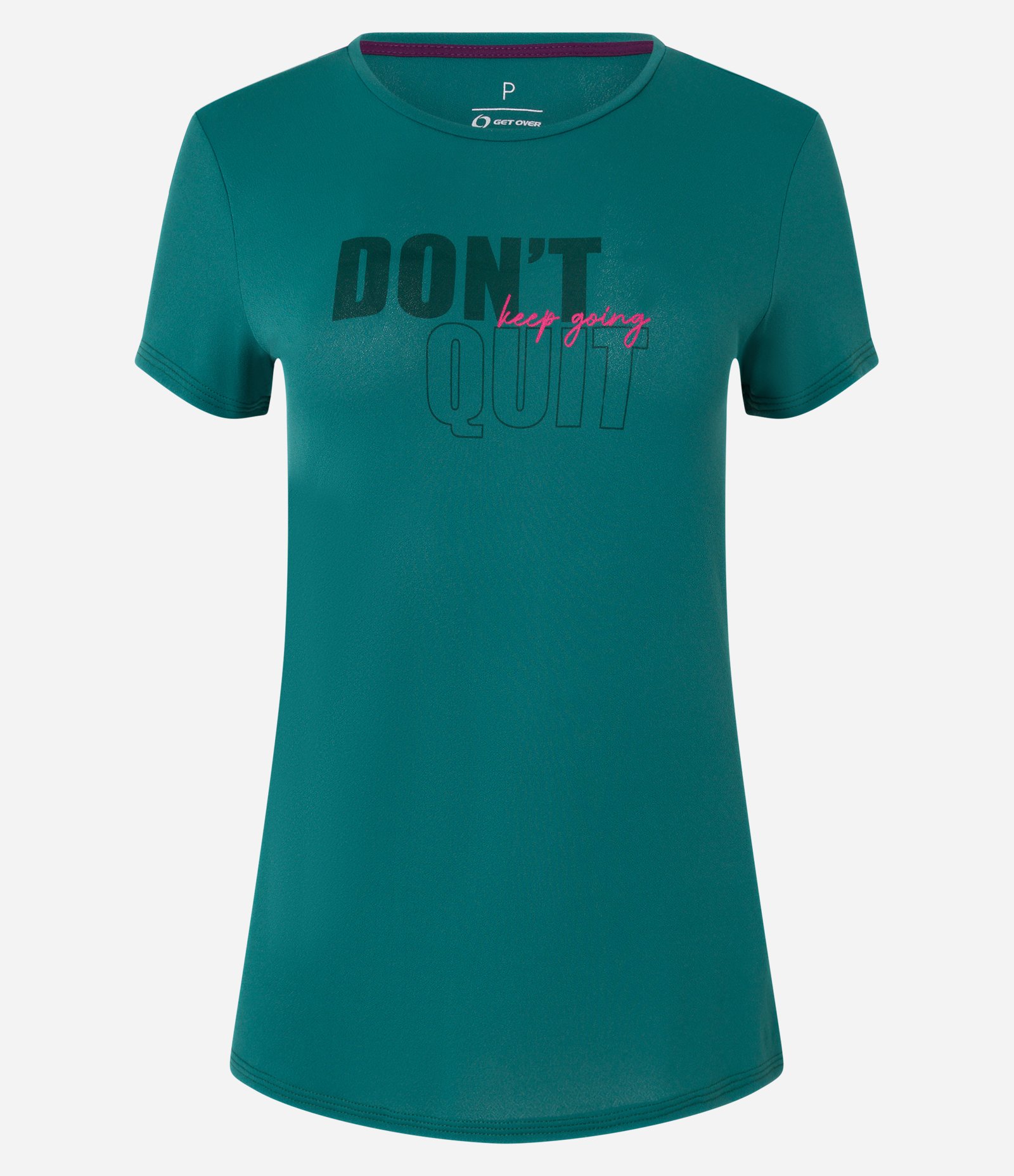 Camiseta Esportiva em Poliamida com Lettering Don't Quit Keep Going Verde 5