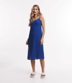 Saída de Praia Vestido Texturizada com Detalhe Metalizado nas Alças