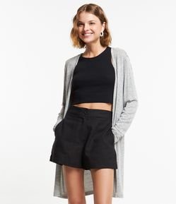 Cardigan Alongado em Tricô Leve
