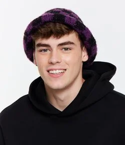 Chapéu Bucket em Tricô com Ponto Xadrez