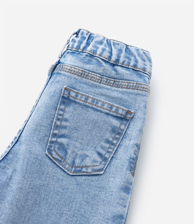 Calça Wide Leg Infantil em Jeans com Bordado Corações - Tam 1 a 5 Anos Azul 6