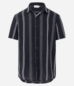 Camisa em Algodão com Padronagem Listras Texturizadas