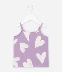 Blusa Infantil com Alças Finas e Estampa Corações - Tam 1 A 5 Anos