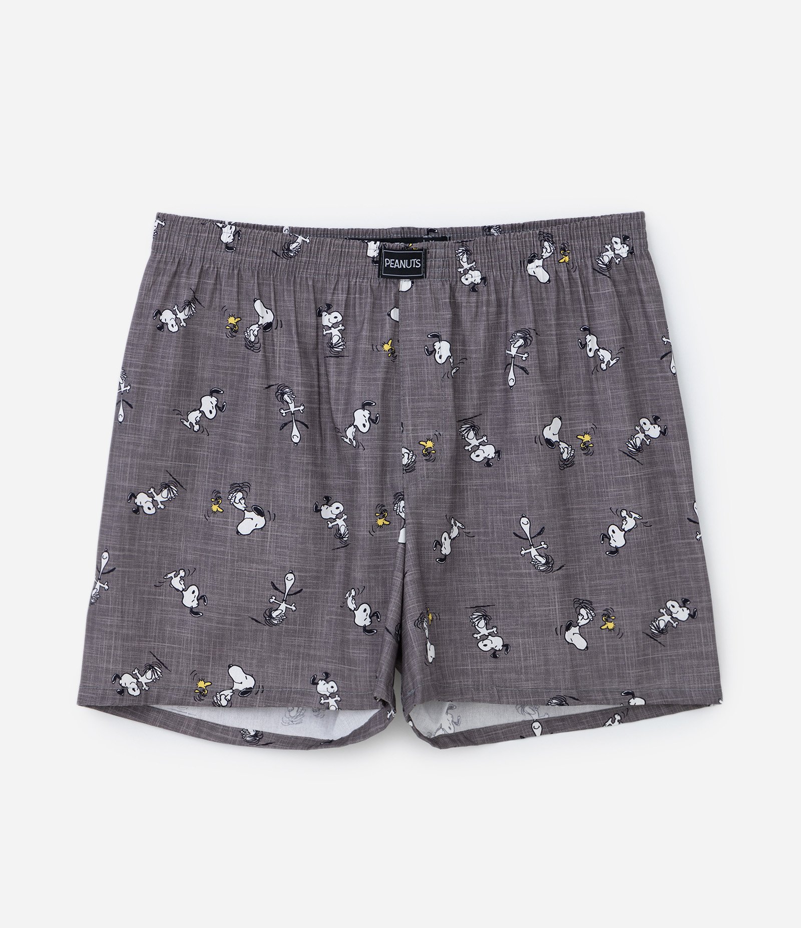 Cueca Samba Canção em Tricoline Estampa Snoopy Cinza 4