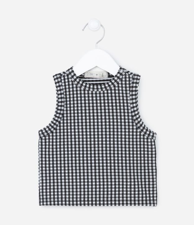 Blusa Infantil Texturizada com Estampa Xadrez Vichy - Tam 1 A 5 Anos