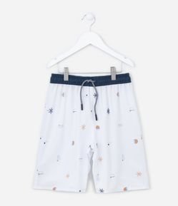 Bermuda Infantil em Microfibra com Estampas Praianas - Tam 5 a 14 anos