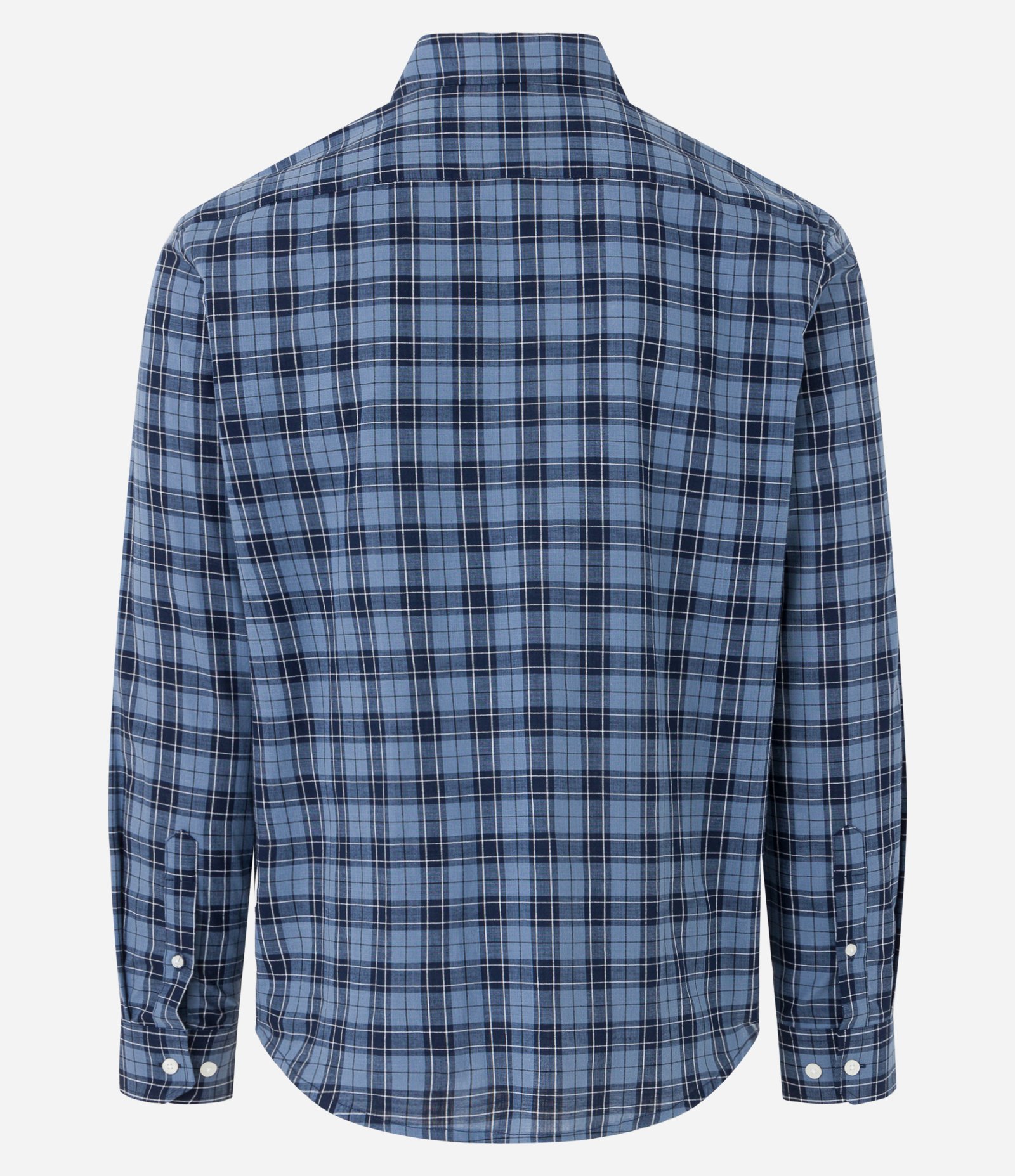 Camisa em Tricoline com Xadrez Grid Azul 5