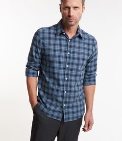 Camisa em Tricoline com Xadrez Grid