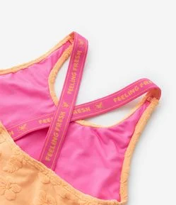 Maiô Infantil com Flores Texturizadas em Alto Relevo - Tam 5 a 14 anos