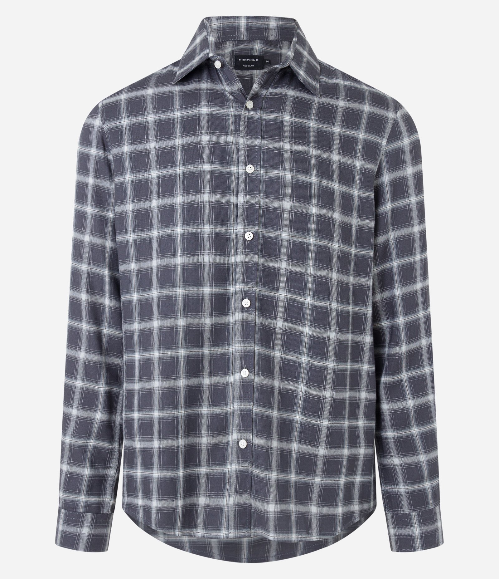 Camisa em Viscose com Xadrez Grid Azul 5
