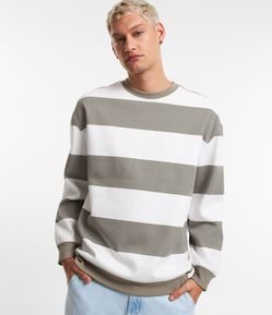 Blusão Ballonn em Moletom Listrada com Punhos e Barra Caneladas