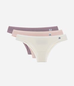 Kit 03 Calcinhas Biquíni em Meia Malha com Lateral Média DelRio