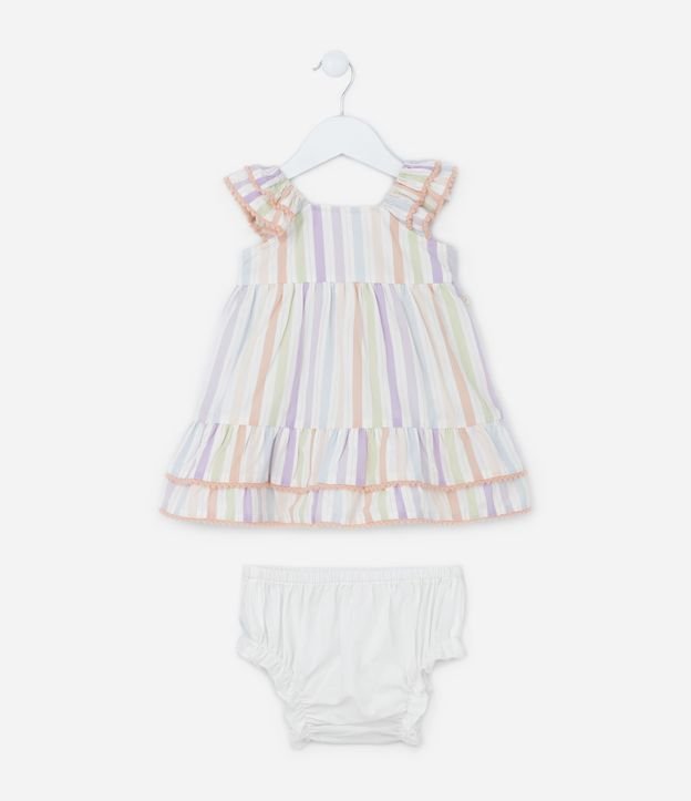Vestido Infantil em Tricoline com Babados - Tam 3 a 18 meses
