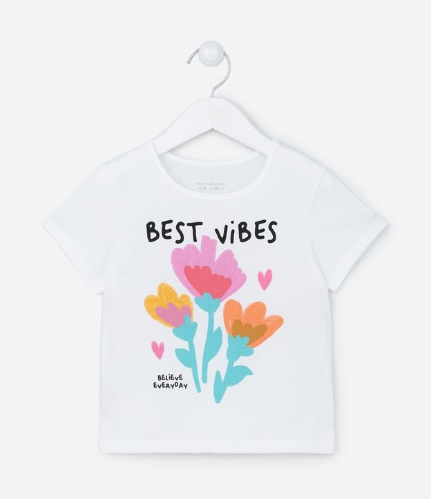 Blusa Infantil Manga Curta com Estampa de Tulipas - Tam 1 a 5 anos