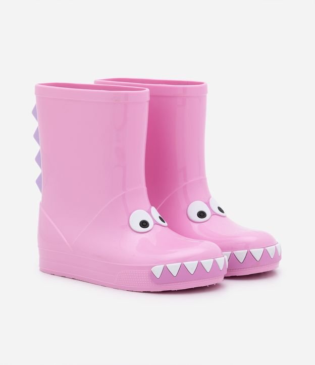 Bota Galocha Infantil com Estampa de Dinossaurinha - Tam 21 ao 28