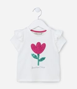 Blusa Infantil com Babadinhos e Bordado de Tulipinha - Tam 1 a 5