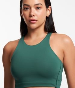 Top Nadador Esportivo em Poliamida com Recorte em Tule