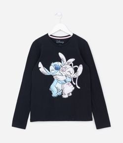Camiseta Infantil com Estampa Stitch e Angel - Tam 5 a 14 Anos