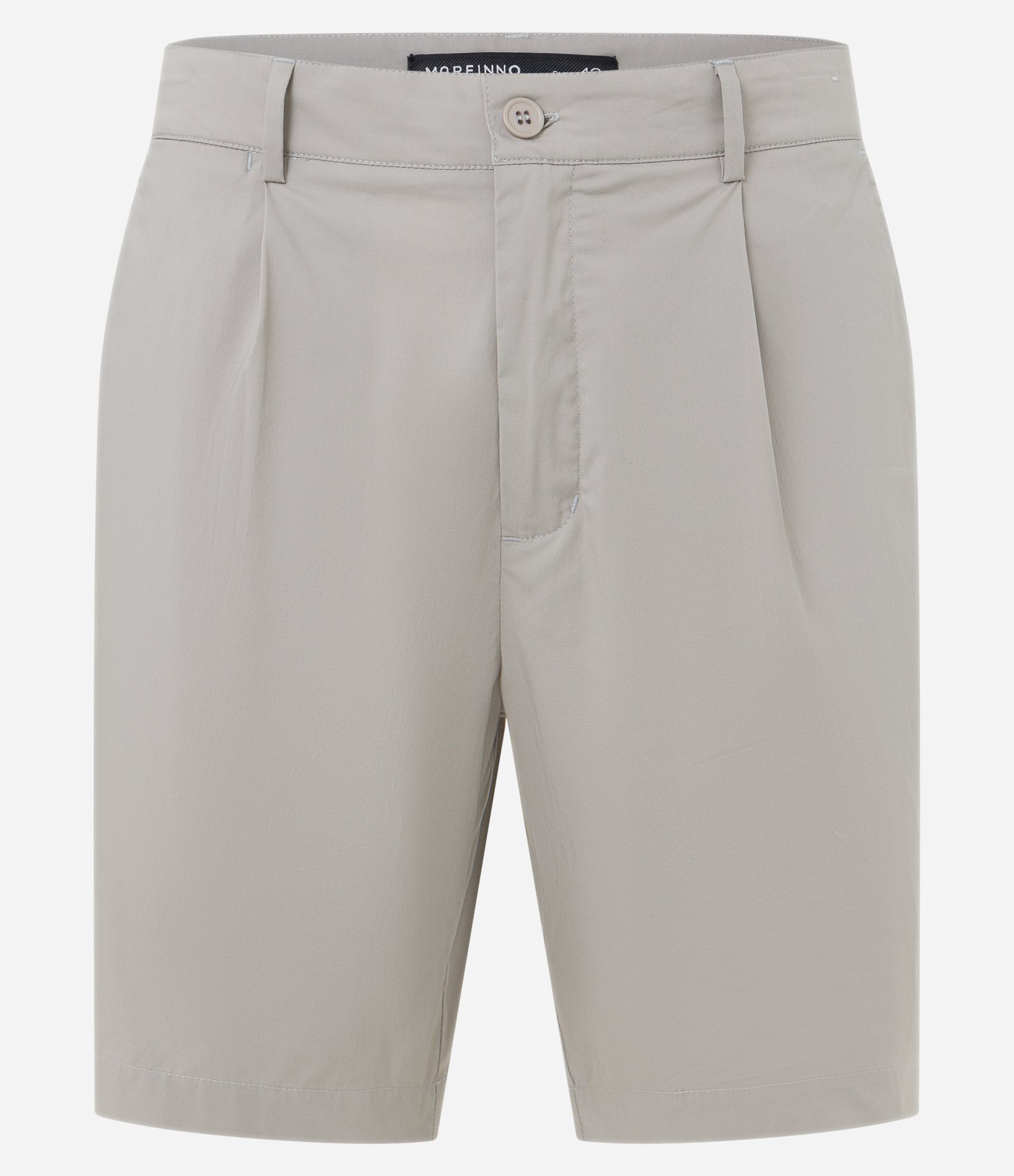 Bermuda Alfaiatada em Algodão com Passantes no Cós e Pregas Bege Acinzentado 5