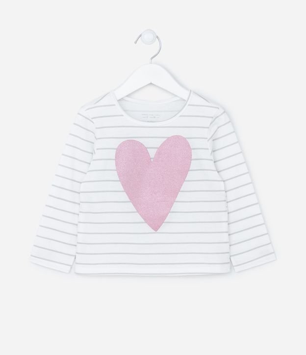 Blusa Infantil Manga Longa com Estampa de Coração - Tam 1 a 5 anos