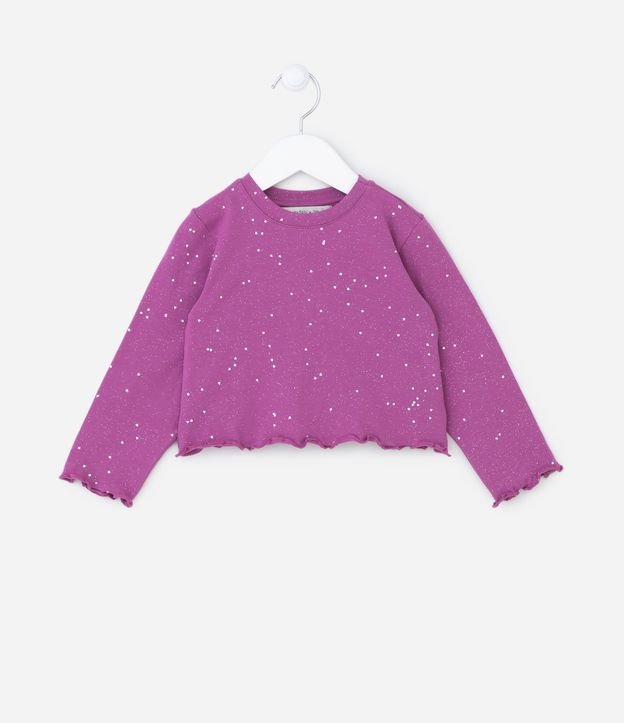 Camiseta Infantil com Brilhinhos e Frufru nas Bordas - Tam 1 a 5 Anos